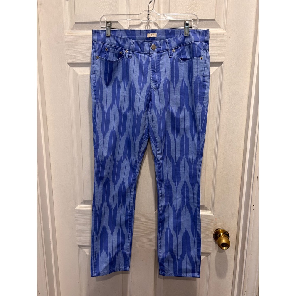 J.Crew Womens Blue‎ Ikat Print Toothpick Skinny Jeans Stretch Denim Sz 12 Resort